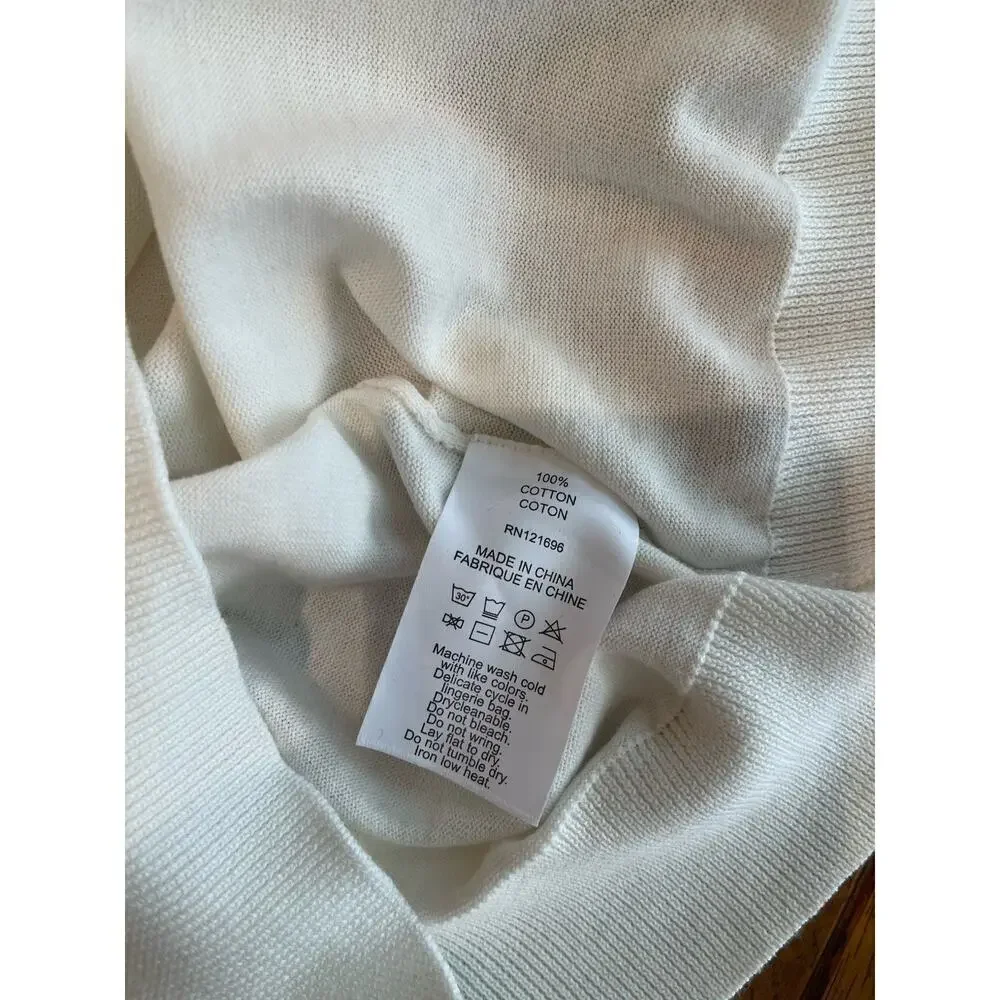 DEMY LEE New York Ayana Button up sleeveless Polo Top Size Small Ivory
